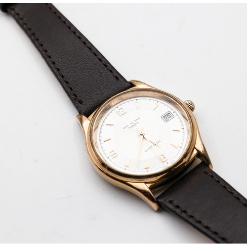 288 - Evans and Avington Automatic Wristwatch Dated Aperture Gold Plated Leather Strap