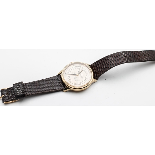 293 - Gentleman's Wristwatch American State University Decorated Dial Gold Filled Leather Strap