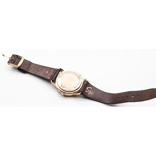 293 - Gentleman's Wristwatch American State University Decorated Dial Gold Filled Leather Strap