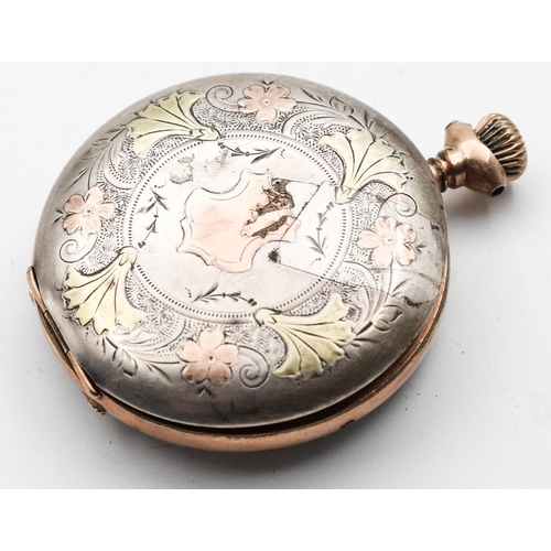 302 - Silver Inlaid Pocket Watch