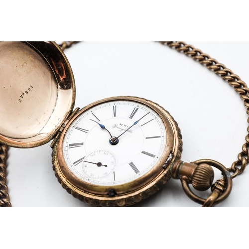 304 - Gold Filled Pocket Watch Roman Numeral Decorated Dial with Chain