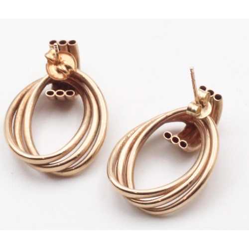 32 - Pair of 9 Carat Yellow Gold Twist Motif Ladies Earrings
