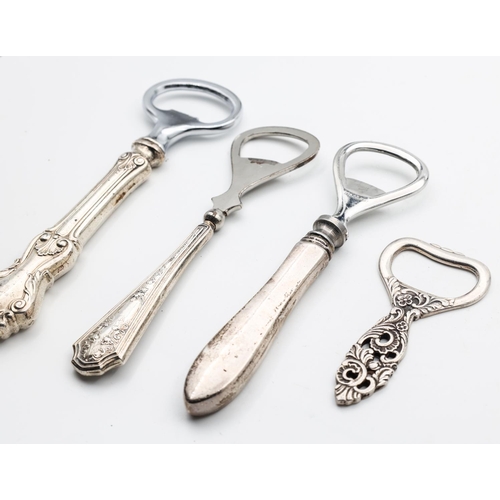 325 - Four Silver Mounted Bottle Openers