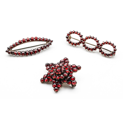 328 - Three Ladies Brooches Garnet Set