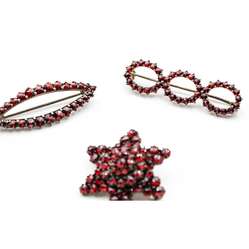 328 - Three Ladies Brooches Garnet Set