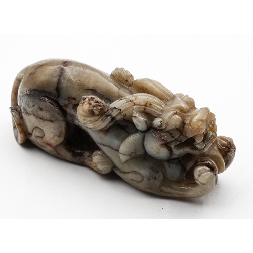 334 - Oriental Carved Jade Foo Dog Scroll Rest