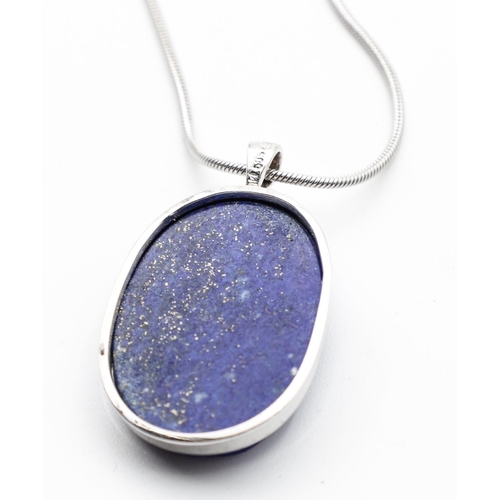 339 - Lapis Lazuli Pendant Necklace and Chain 14 Carat White Gold