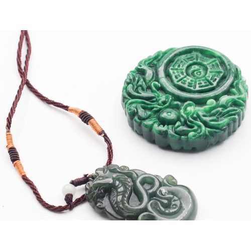 347 - Two Oriental Carved Jade Tokens