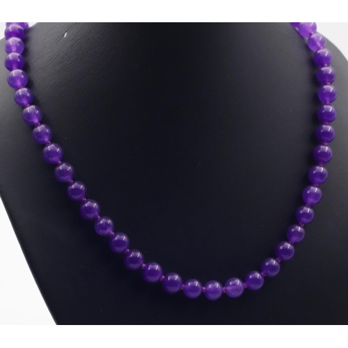 357 - Lavender Jade Single Strand Ladies Pearl Necklace