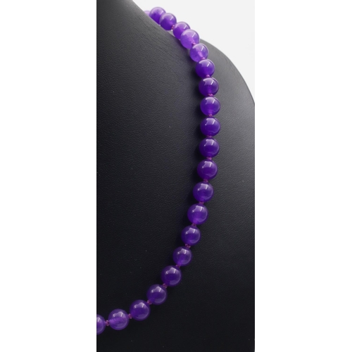 357 - Lavender Jade Single Strand Ladies Pearl Necklace