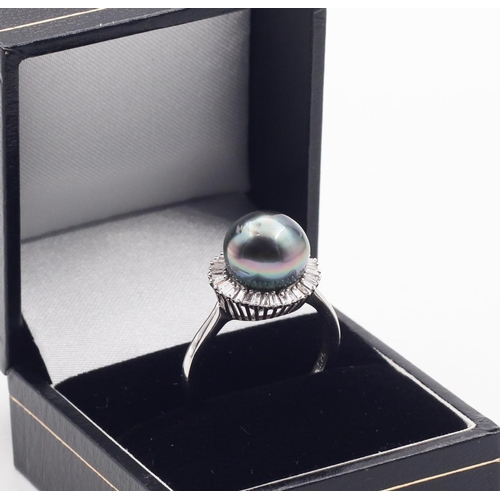 375 - Pearl Set Silver Ladies Ring Size P