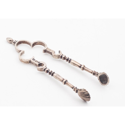 388 - Pair of Sugar Tongs with Scallop Motif Wells