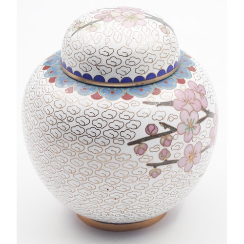 394 - Cloisonne Decorated Ginger Jar with Original Cover