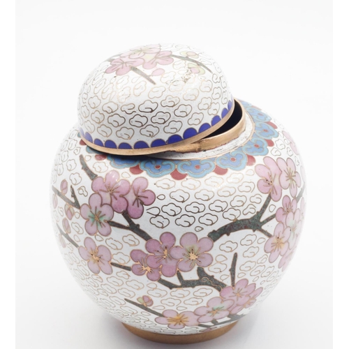 394 - Cloisonne Decorated Ginger Jar with Original Cover