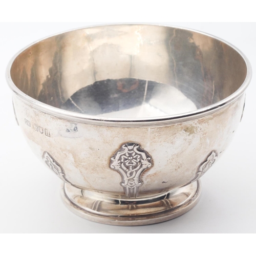 396 - Silver Bowl Circular Form Pedestal Base with Attractively Detailed Decoration Hallmarks to Rim