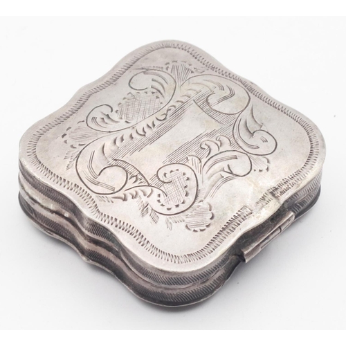 402 - Silver Snuff Box Antique with Hinged Cover Shaped Form