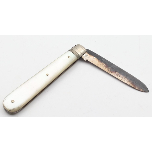 406 - Silver Mother of Pearl Mounted Fruit Knife