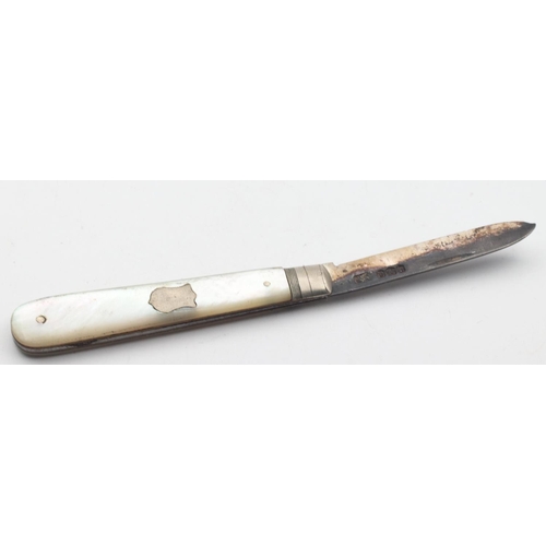 406 - Silver Mother of Pearl Mounted Fruit Knife