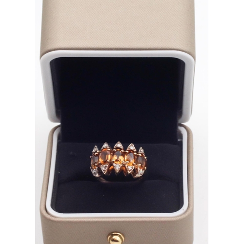 42 - Citrine and Diamond Ladies Dress Ring Mounted on 18 Carat Gold Ring Size L