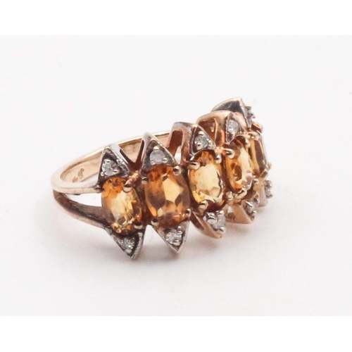 42 - Citrine and Diamond Ladies Dress Ring Mounted on 18 Carat Gold Ring Size L