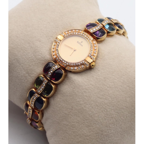 421 - H. Stern 18 Carat Yellow Gold Ladies Wristwatch Inset with Diamonds and Gemstones Finely Detailed Go... 