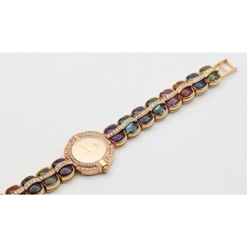 421 - H. Stern 18 Carat Yellow Gold Ladies Wristwatch Inset with Diamonds and Gemstones Finely Detailed Go... 