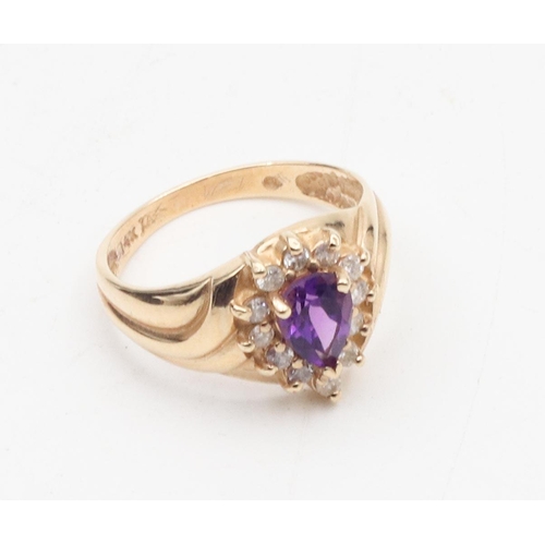 433 - Amethyst and Diamond Ladies Ring Mounted on 9 Carat Yellow Gold Ring Size N