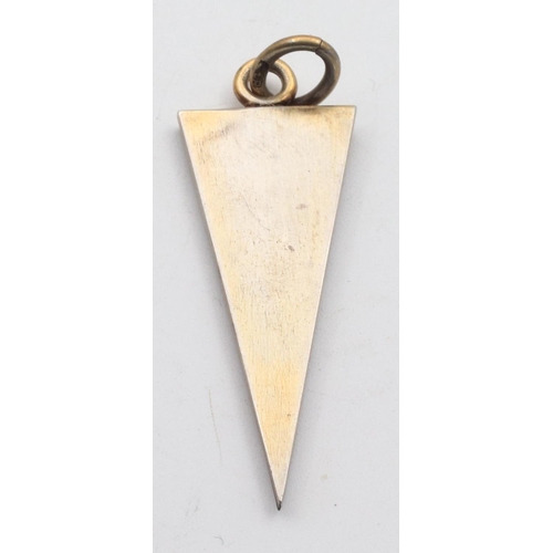 439 - Unusual Triangular Form Pendant 9 Carat Gold with Enamel Decoration