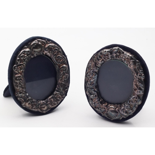 441 - Pair of Embossed Silver Photograph Frames Oval Form Each Approximately 4 Inches High