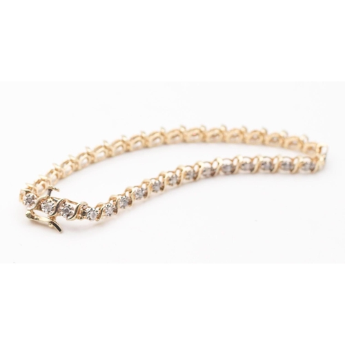 46 - Diamond Bicolour Ladies Bracelet with Concealed Push Piece Clasp Total Diamond Weight Approximately ... 