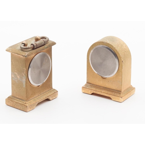 463 - Pair of Brass Mounted Neat Form Novelty Form Carriage Clocks Each Approximately 4cm High