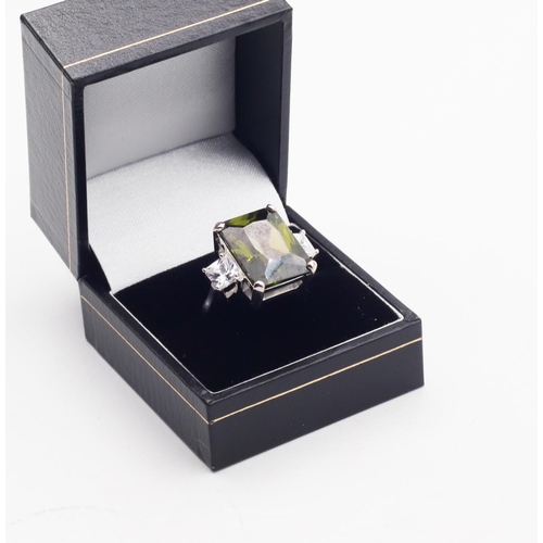 466 - Silver Mounted Gemstone Set Ladies Ring