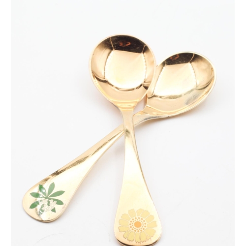 472 - Pair of Silver Enamel Decorated Spoons