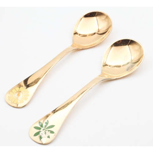 472 - Pair of Silver Enamel Decorated Spoons