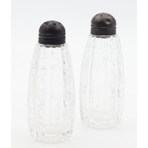 473 - Pair of Silver Top Crystal Salt and Peppers