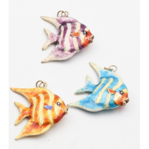 476 - Three Enamel Decorated Fish Pendants