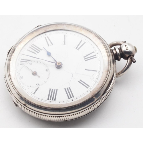 477 - Silver Pocket Watch with Roman Numeral Decorated Dial