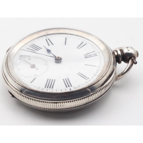 477 - Silver Pocket Watch with Roman Numeral Decorated Dial