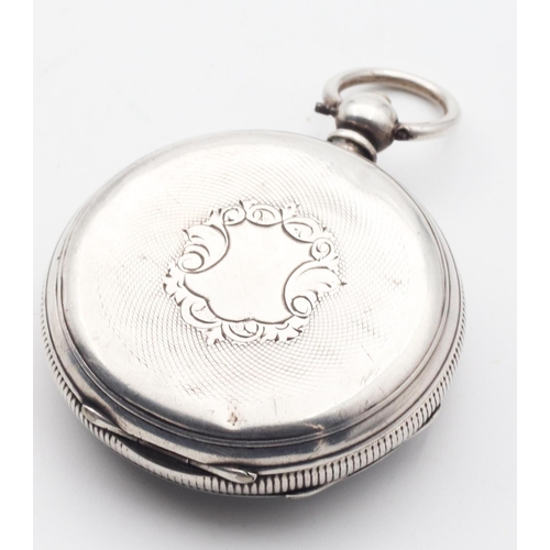 477 - Silver Pocket Watch with Roman Numeral Decorated Dial