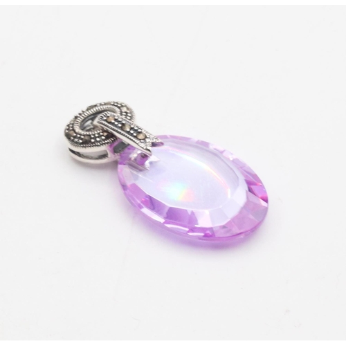 480 - Silver Mounted Amethyst Necklace Pendant