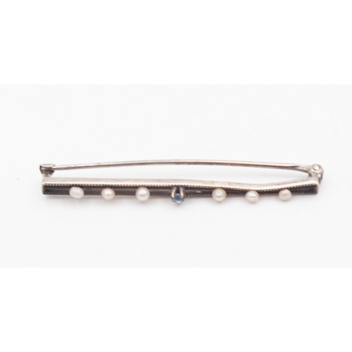 481 - Seed Pearl Set Bar Brooch