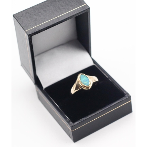 49 - Opal Set Single Stone Ladies Ring Mounted on 9 Carat Gold Band Ring Size N