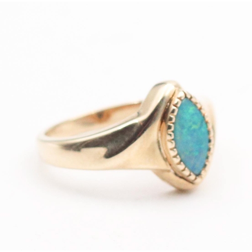 49 - Opal Set Single Stone Ladies Ring Mounted on 9 Carat Gold Band Ring Size N