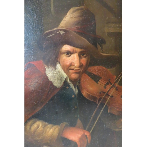 509 - Old Master School The Fiddler Oil on Board Approximately 22 Inches High x 22 Inches Wide Contained w... 