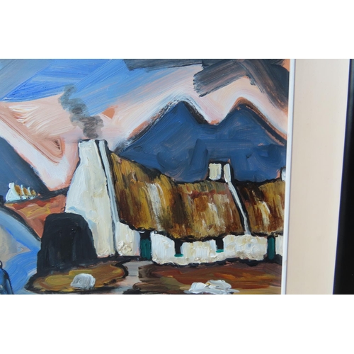 516 - JP Rooney West of Ireland Scene with Shawlie and Cottages Beyond Approximately 16 Inches High x 20 I... 