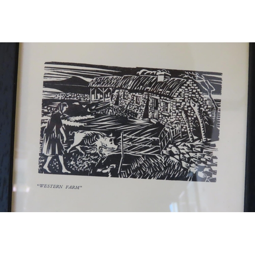 523 - Pair of Harry Kernoff Woodcuts Croagh Patrick, Co. Mayo and Western Farm, Mayo Each Approximately 7 ... 