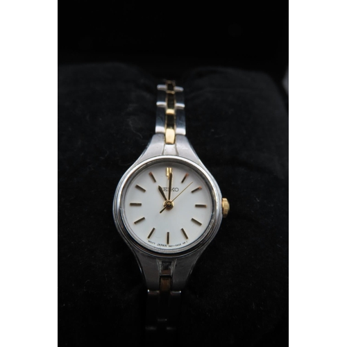 533 - Seiko Ladies Bimetal Wristwatch Good Condition Contained within Original Presentation Box with Paper... 