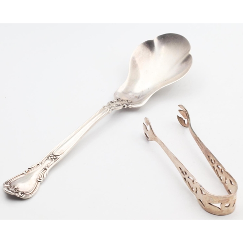 543 - Silver Jam Spoon and Silver Sugar Tongs