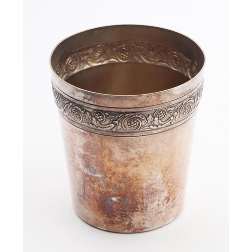 549 - Silver Goblet Tapering Form with Embossed Decoration to Rim