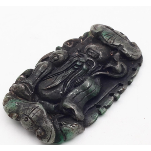 555 - Carved Jade Pendant Depicting Wise Man